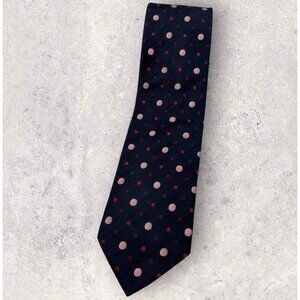 HUGO BOSS Silk Tie ITALY Black Pink Red Polka Dot W:3.6" EUC